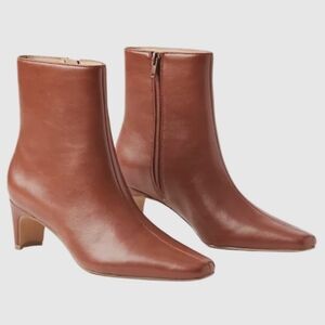 NEW! ANN TAYLOR LOFT Cognac Square Pointy Toe Heeled Ankle Boots.